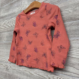 LS Ribbed Shirt Butterflies Lettuce Trim 3T