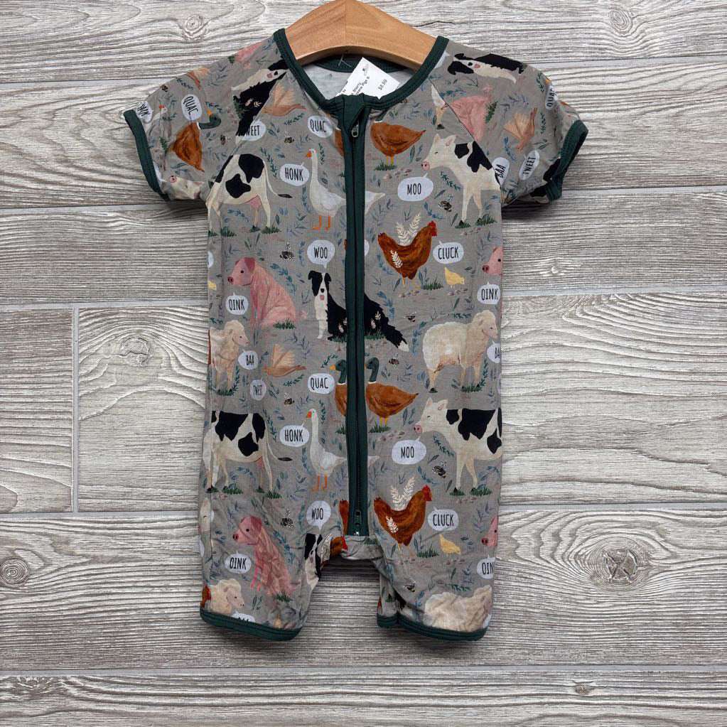 Bamboo Shorty Sleeper Cows Chickens Pigs 6-12M
