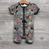 Bamboo Shorty Sleeper Cows Chickens Pigs 6-12M