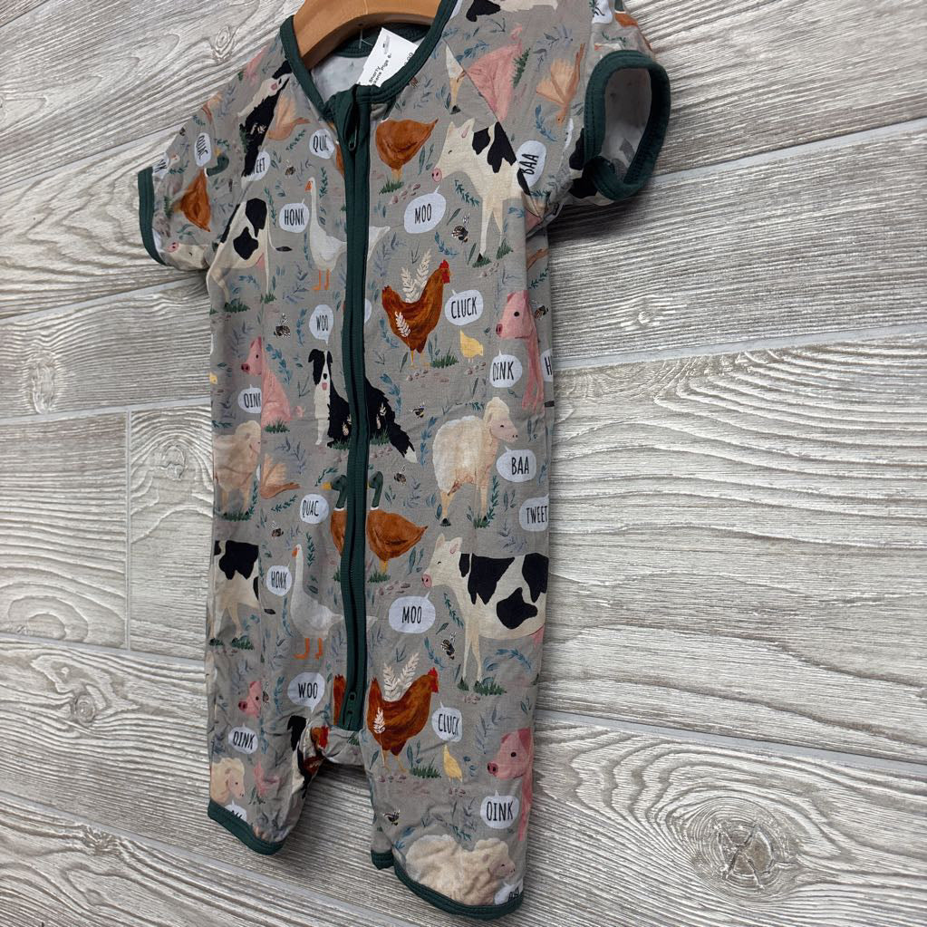 Bamboo Shorty Sleeper Cows Chickens Pigs 6-12M