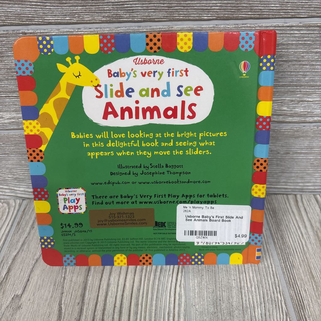 Usborne Baby's First Slide And See Animals Board Book