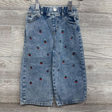 Pull On Jeans Embroidered Cherries 2-3