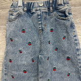Pull On Jeans Embroidered Cherries 2-3