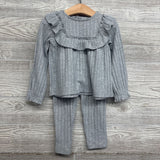 LS Ribbed Hacci Ruffle Shirt & Leggings 3T