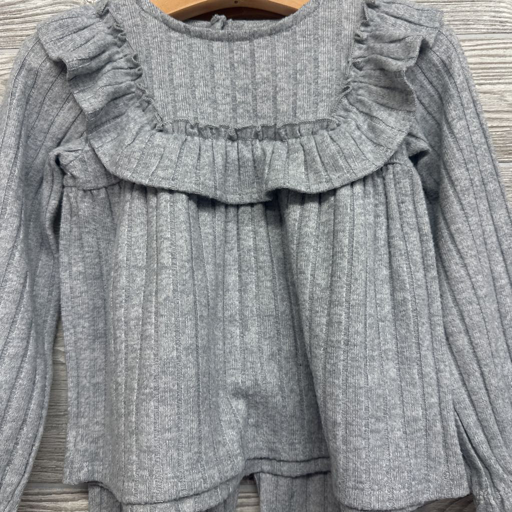 LS Ribbed Hacci Ruffle Shirt & Leggings 3T