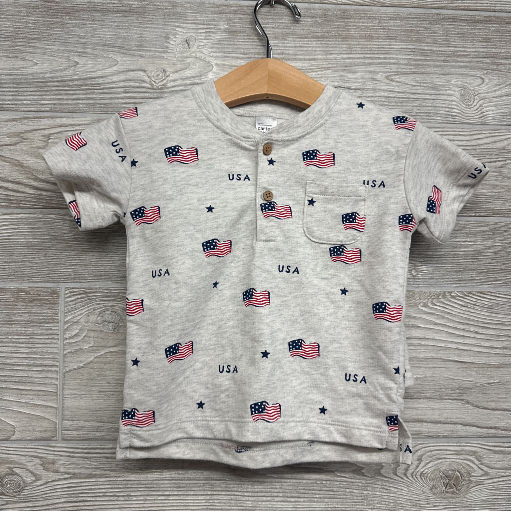 French Terry Henley Shirt & Shorts Flags USA 2T