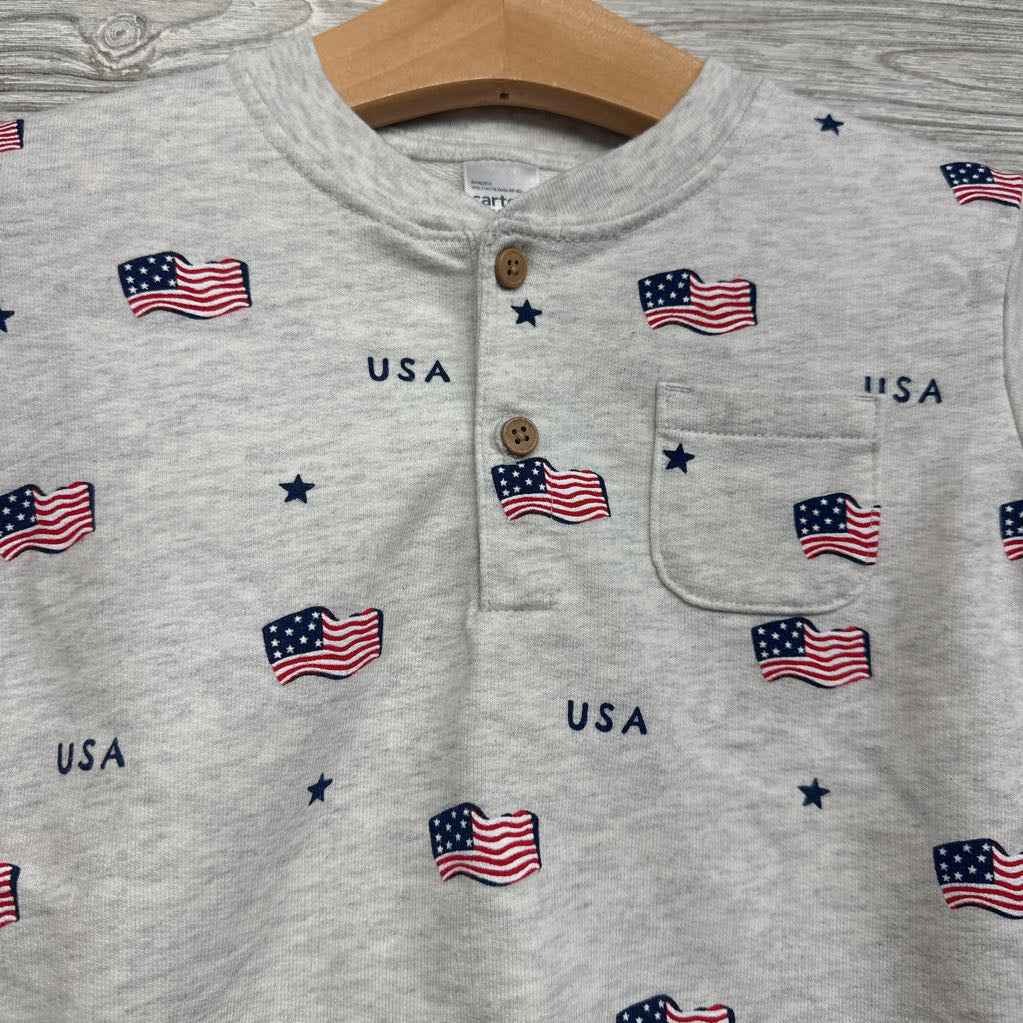 French Terry Henley Shirt & Shorts Flags USA 2T