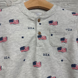 French Terry Henley Shirt & Shorts Flags USA 2T