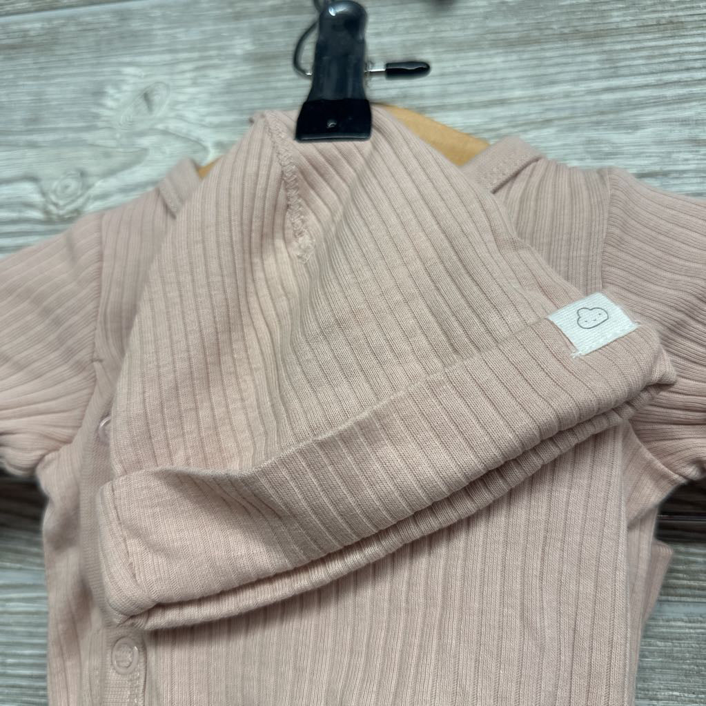 LS Ribbed Side Snap Bodysuit, Fold Over Pants & Hat NB