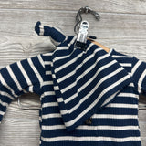 LS Bamboo Ribbed Henley Shirt, Footed Pants & Top Knot Hat Stripes NB