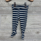 LS Bamboo Ribbed Henley Shirt, Footed Pants & Top Knot Hat Stripes NB