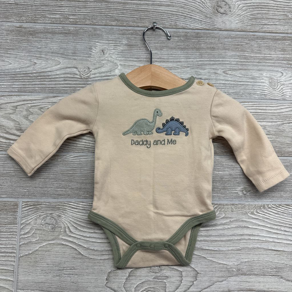 3 Pk LS Bodysuits Daddy & Me, Stripes & Dinosaurs 0-3M