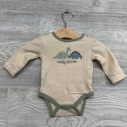3 Pk LS Bodysuits Daddy & Me, Stripes & Dinosaurs 0-3M