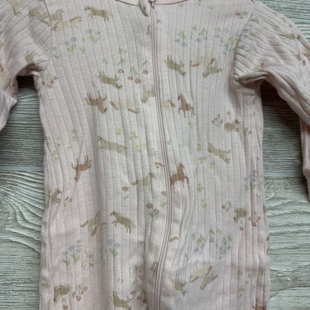 Ribbed Sleeper Horses Flowers 6-9M