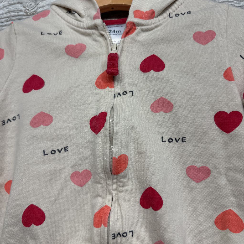 Full Zip Hoodie Hearts Love 24M