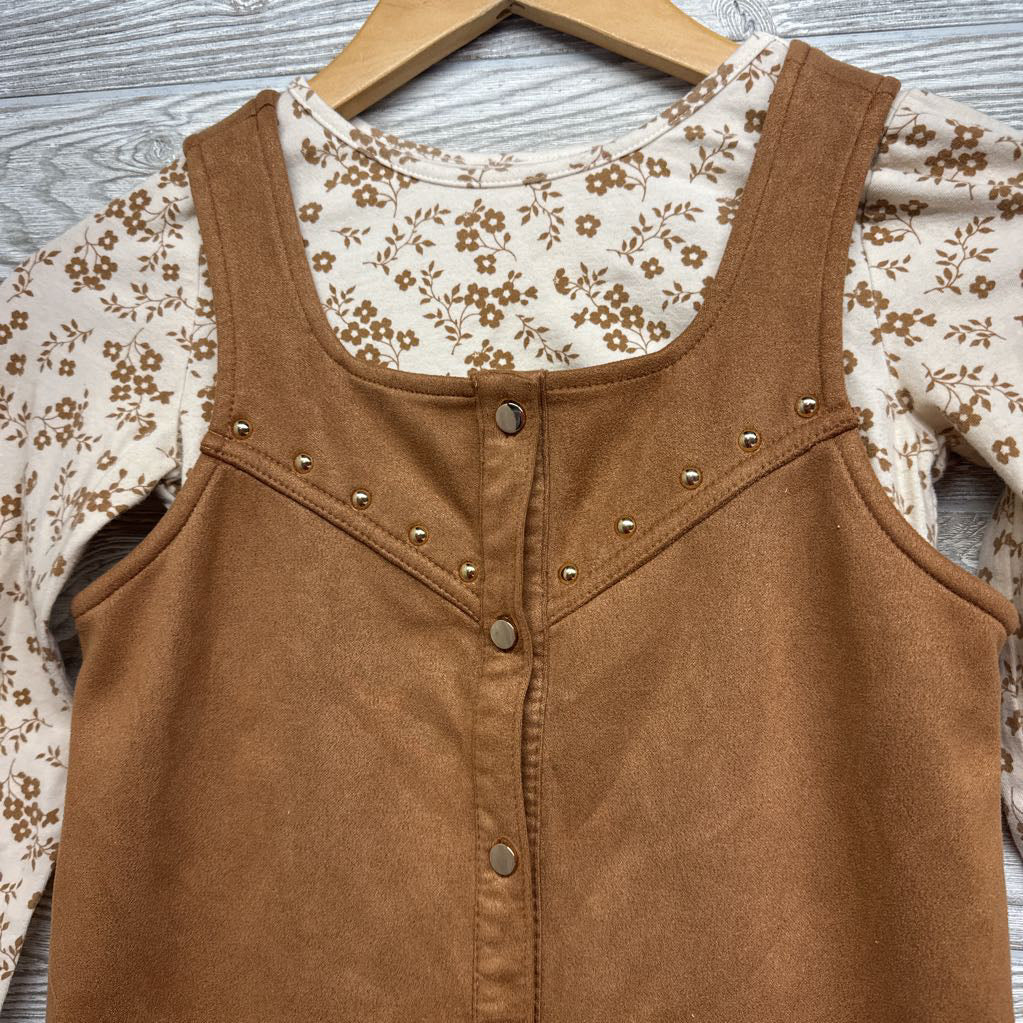 Button Up Faux Suede Jumper & LS Shirt Flowers 7