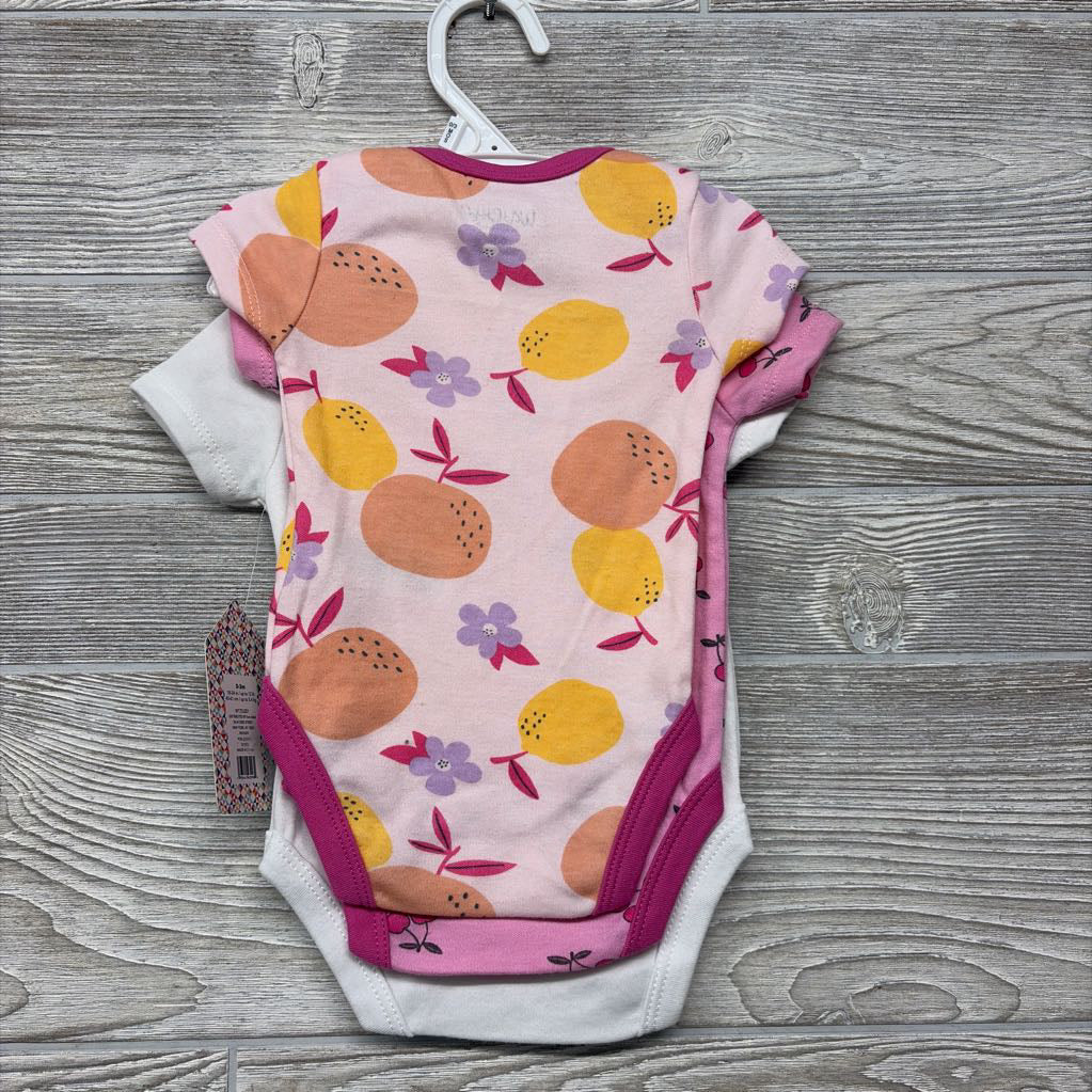 NEW 3 Pk Bodysuits OMG I Am So Cute, Cherries & Fruit 0-3M