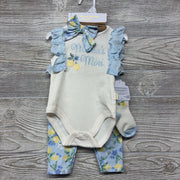 NEW Ribbed Bodysuit Mama's Mini & Leggings Lemons W/ Socks & Headwrap 0-3M