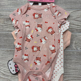 NEW 3 Pk Bodysuits Ribbed Hello Kitty, Dots, Hangers 0-3M