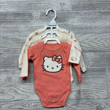 NEW 3 Pk LS Bodysuits Hello Kitty, Dots, Flowers 3M