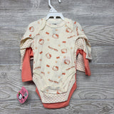 NEW 3 Pk LS Bodysuits Hello Kitty, Dots, Flowers 3M