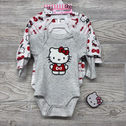 NEW 3 Pk LS Bodysuits Ribbed Hello Kitty, Bows Stripes 3M