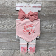 NEW Bandana Bib Sweet And Spooky W/ Socks & Headwrap 0-12M