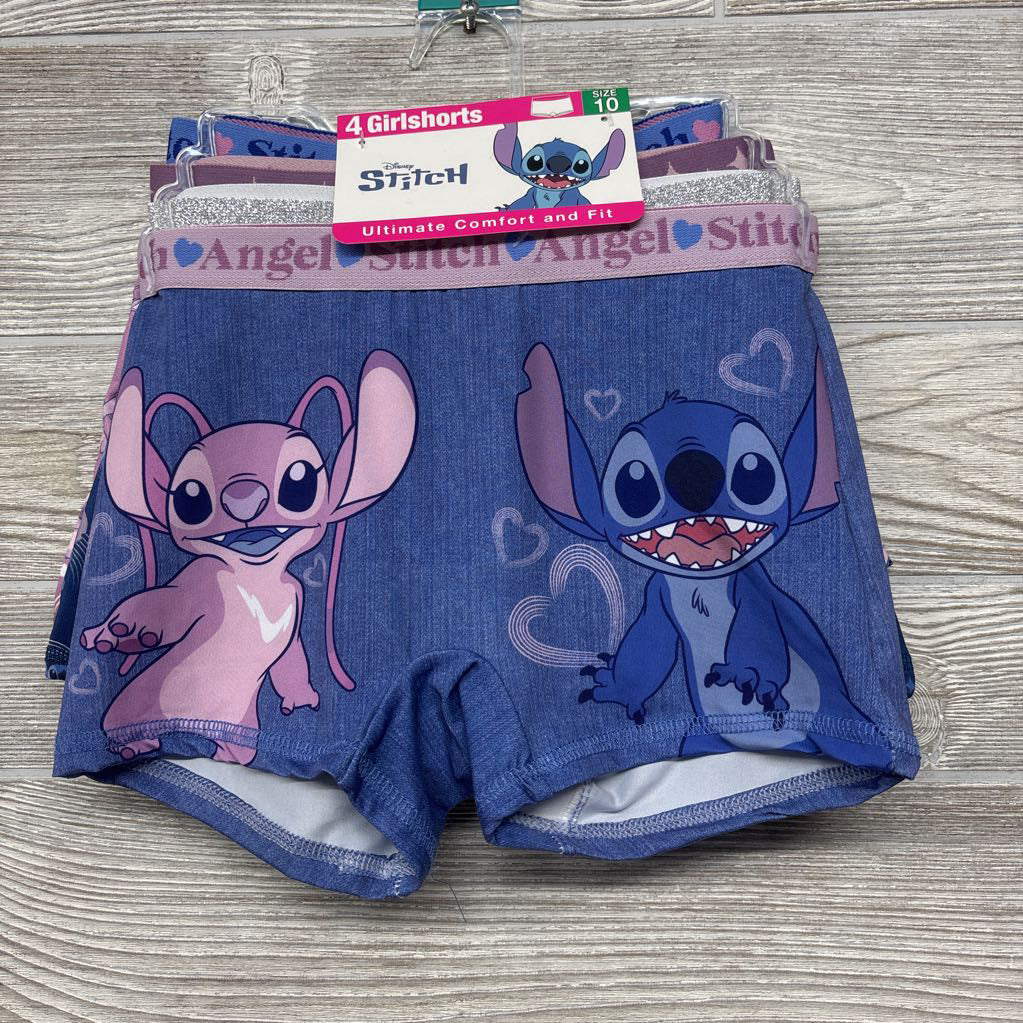 NEW 4 Pk Girlshorts Underwear Stitch Angel 10