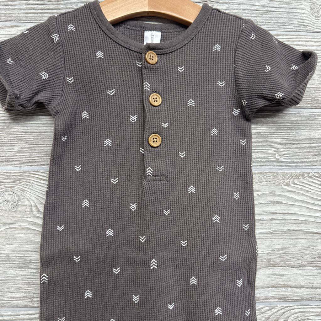 Waffle Knit Henley Outfit Arrows 24M
