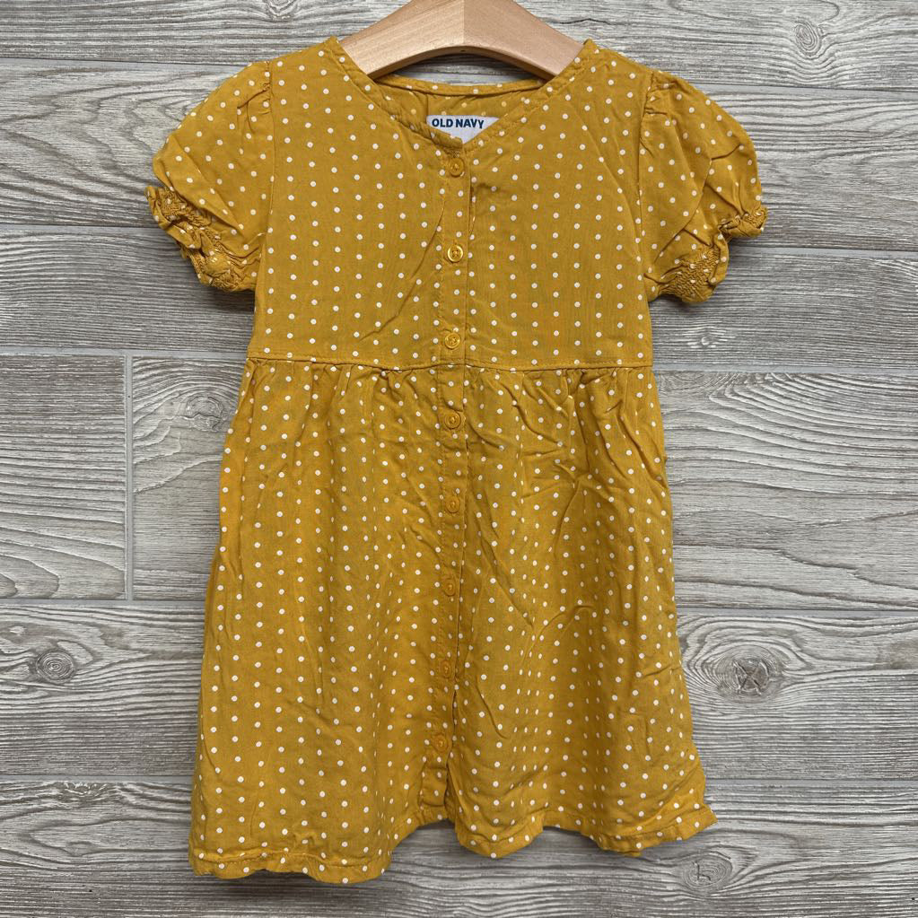 Puff Sleeve Button Up Dress Dots 3T