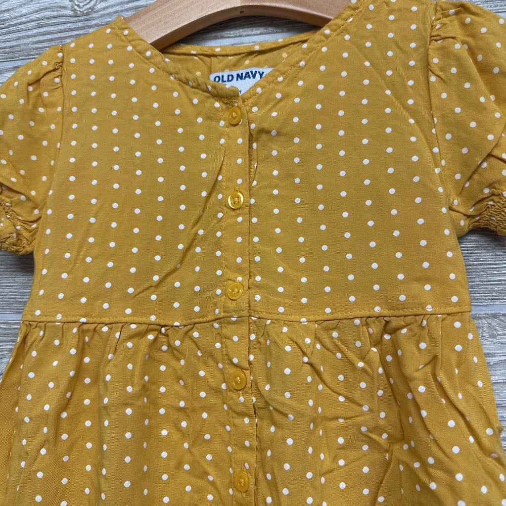 Puff Sleeve Button Up Dress Dots 3T