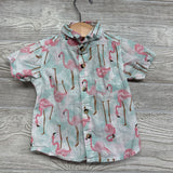 Button Up Shirt Flamingos 12-18M