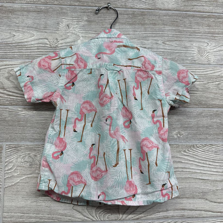 Button Up Shirt Flamingos 12-18M