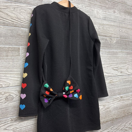 LS Mock Neck Dress W/ Cross Body Bow Hearts 7