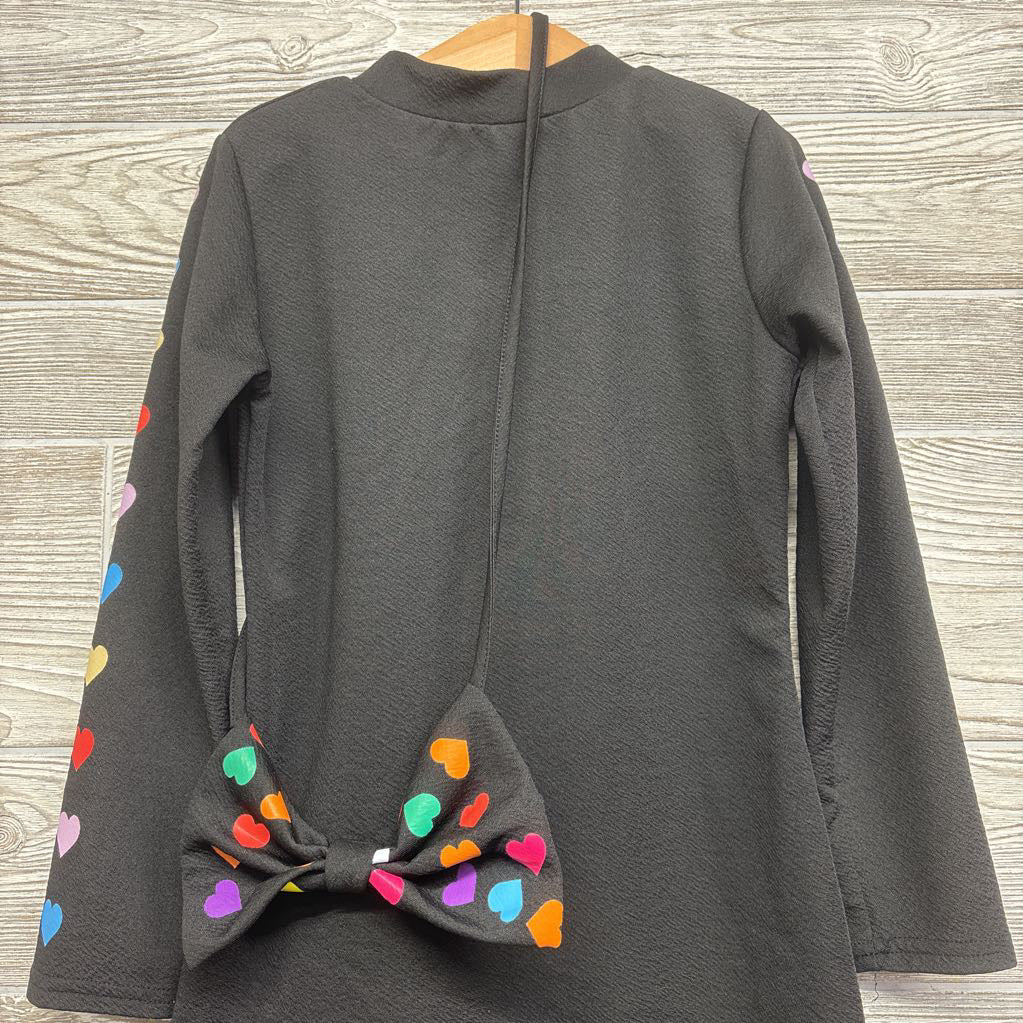 LS Mock Neck Dress W/ Cross Body Bow Hearts 7