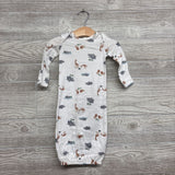 LS PJ Gown Hippos Elephants 0-3M