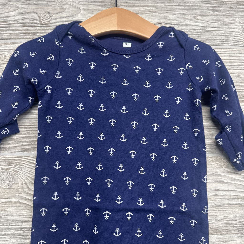 LS PJ Gown Anchors 0-6M