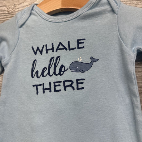 LS PJ Gown Whale Hello There 0-6M
