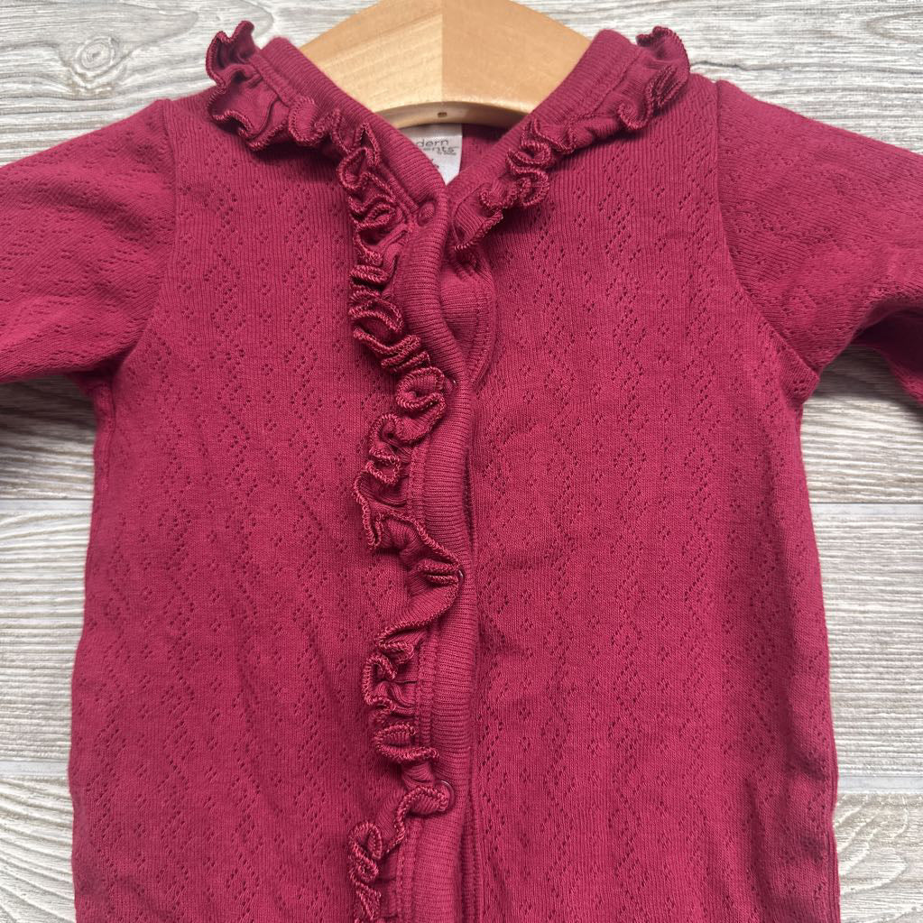 LS Snap Pointelle Outfit Ruffle NB