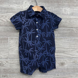 Button Up Polo Shorty Romper Palm Trees 18-24M