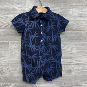 Button Up Polo Shorty Romper Palm Trees 18-24M