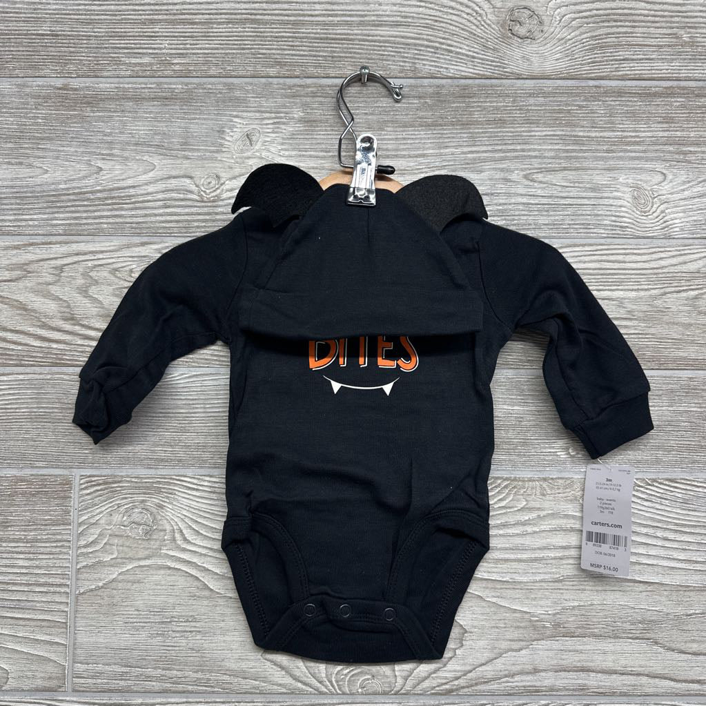 NEW LS Bodysuit Teething Bites W/ Hat 3M