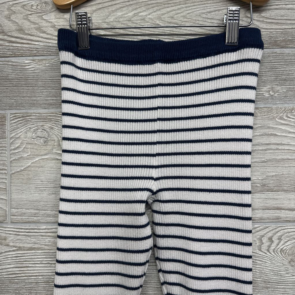 Ribbed Knit Flare Pants Stripes 7-8