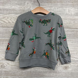 LS Waffle Knit Shirt Dinosaur Santas 2T