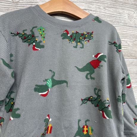 LS Waffle Knit Shirt Dinosaur Santas 2T