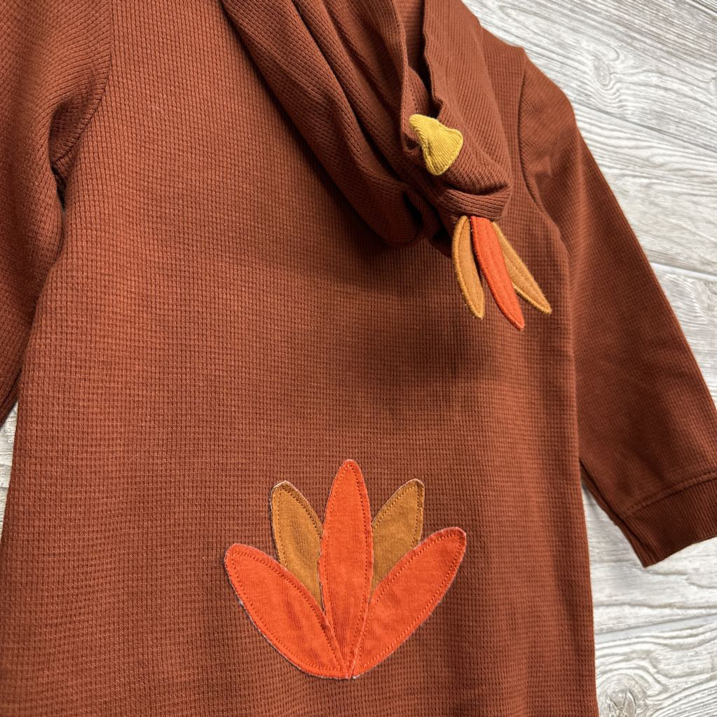LS Waffle Knit Outfit W/ Hood Gobble Gobble Gobble 24M