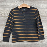 LS Waffle Knit Henley Shirt Stripes 4T