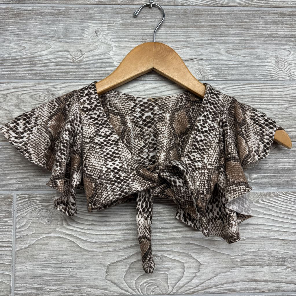 Front Tie Ruffle Wrap Animal Print 2t