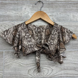 Front Tie Ruffle Wrap Animal Print 2t
