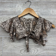 Front Tie Ruffle Wrap Animal Print 2t